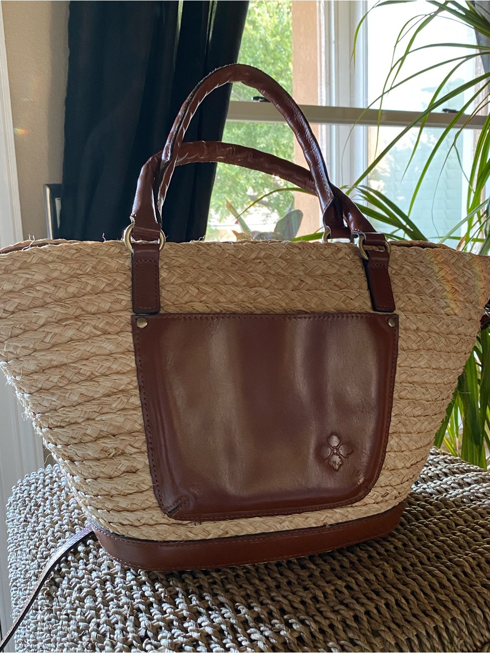 Patricia Nash Mariposa Butterfly Woven Tote Brown Leather Tassel Boho Bag - Picture 5 of 10